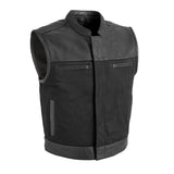 Lowrider Men's Motorcycle Leather/Twill Vest - Blood Eagle Speed Shop