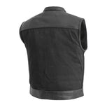 Lowrider Men's Motorcycle Leather/Twill Vest - Blood Eagle Speed Shop