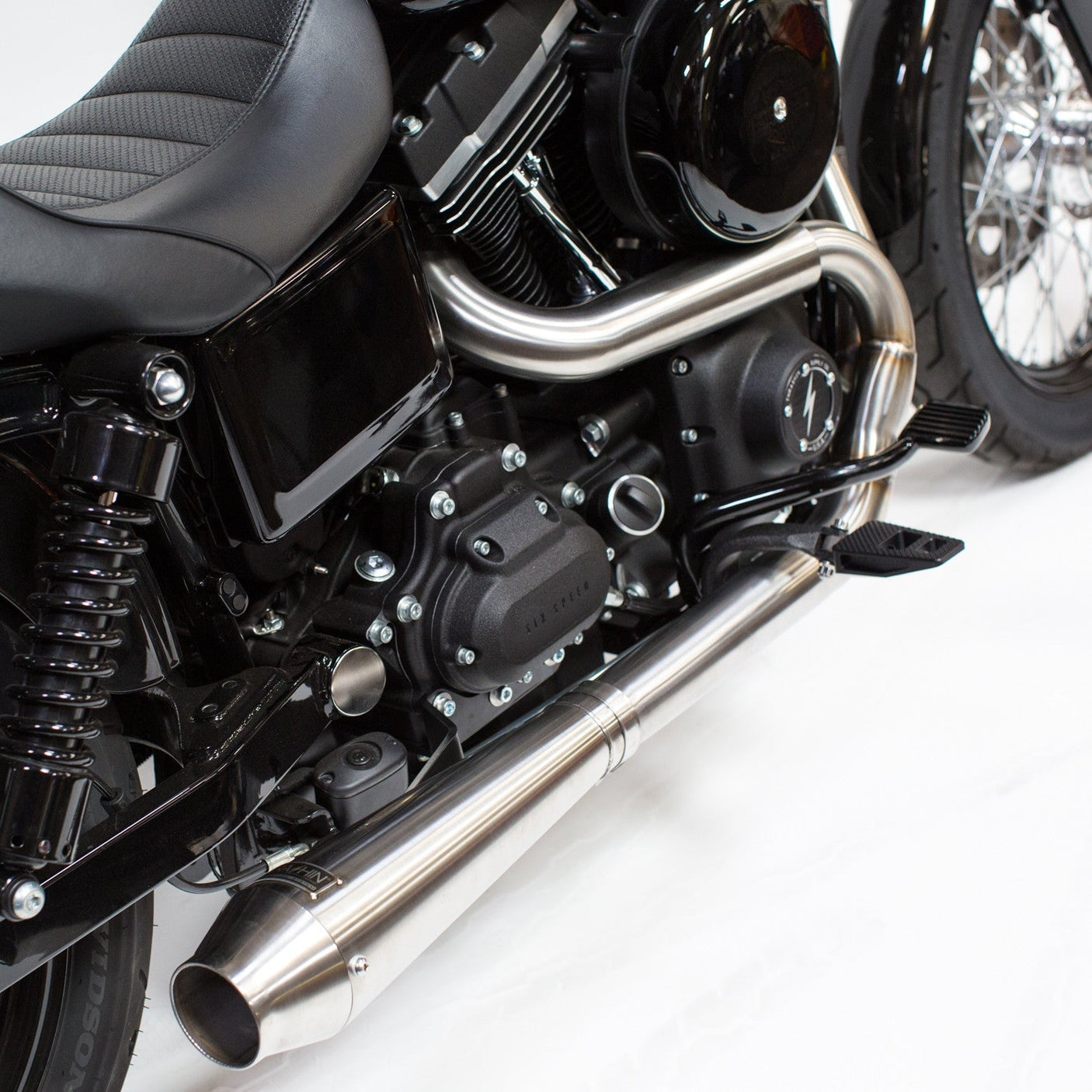 OG Stainless Exhaust w/ Removable Baffle & End Cap - Dyna - Blood Eagle Speed Shop